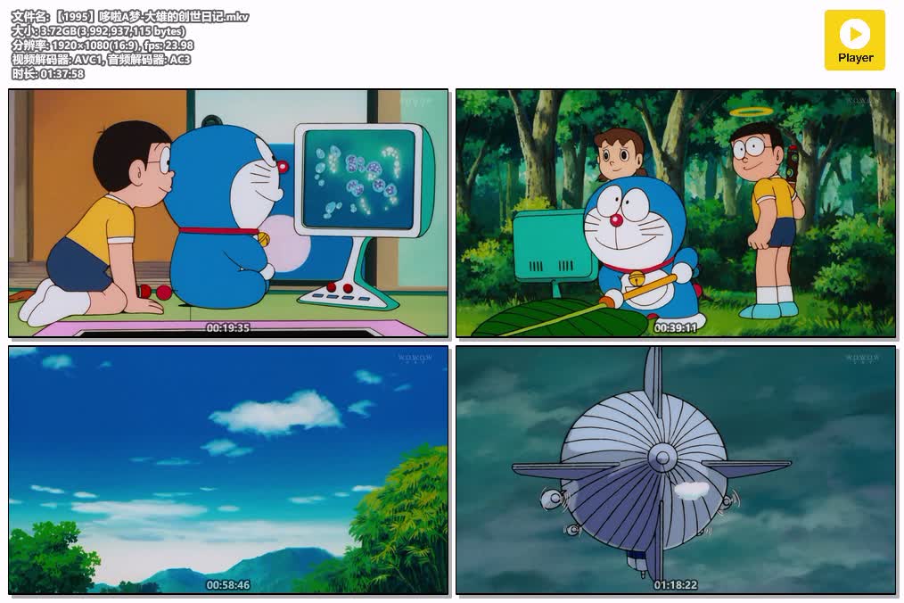 插图:《哆啦A梦-大雄的创世日记》(1995) [剧场版] 粤语 1080P [百度网盘]，编号:530
